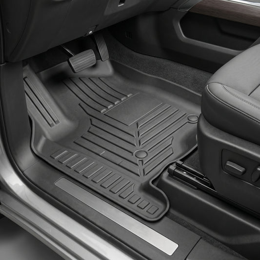 GMC Sierra all-weather TPE floor mats with under-seat storage by TUFFR